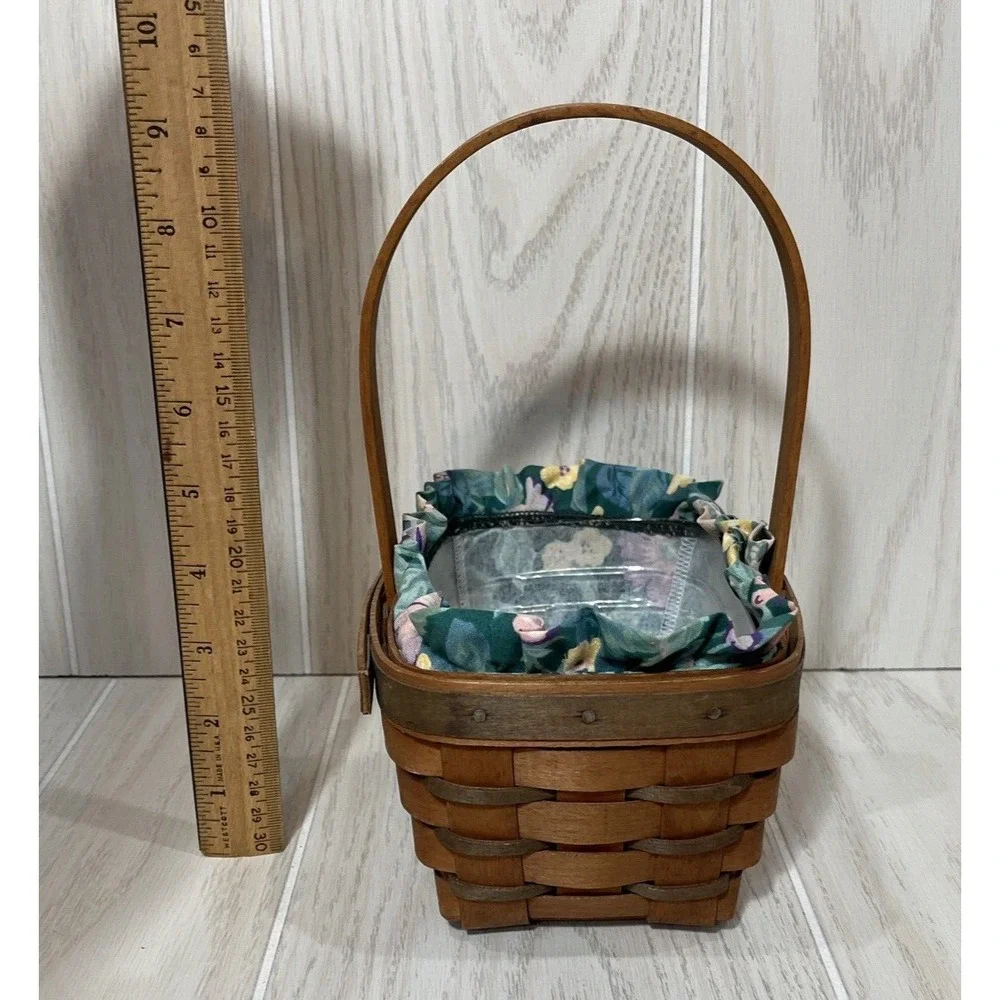 Longaberger 1993 Small Stained Easter Basket Fabric w/ Plastic protector Insert